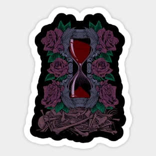 Bones and Roses - Gothic Hourglass Sticker